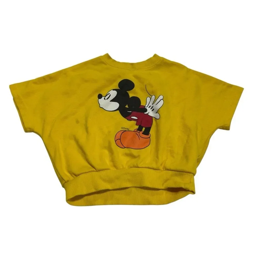 Disney Mickey Mouse Graphic Poncho Style Short Sleeve Crewneck Sweatshirt